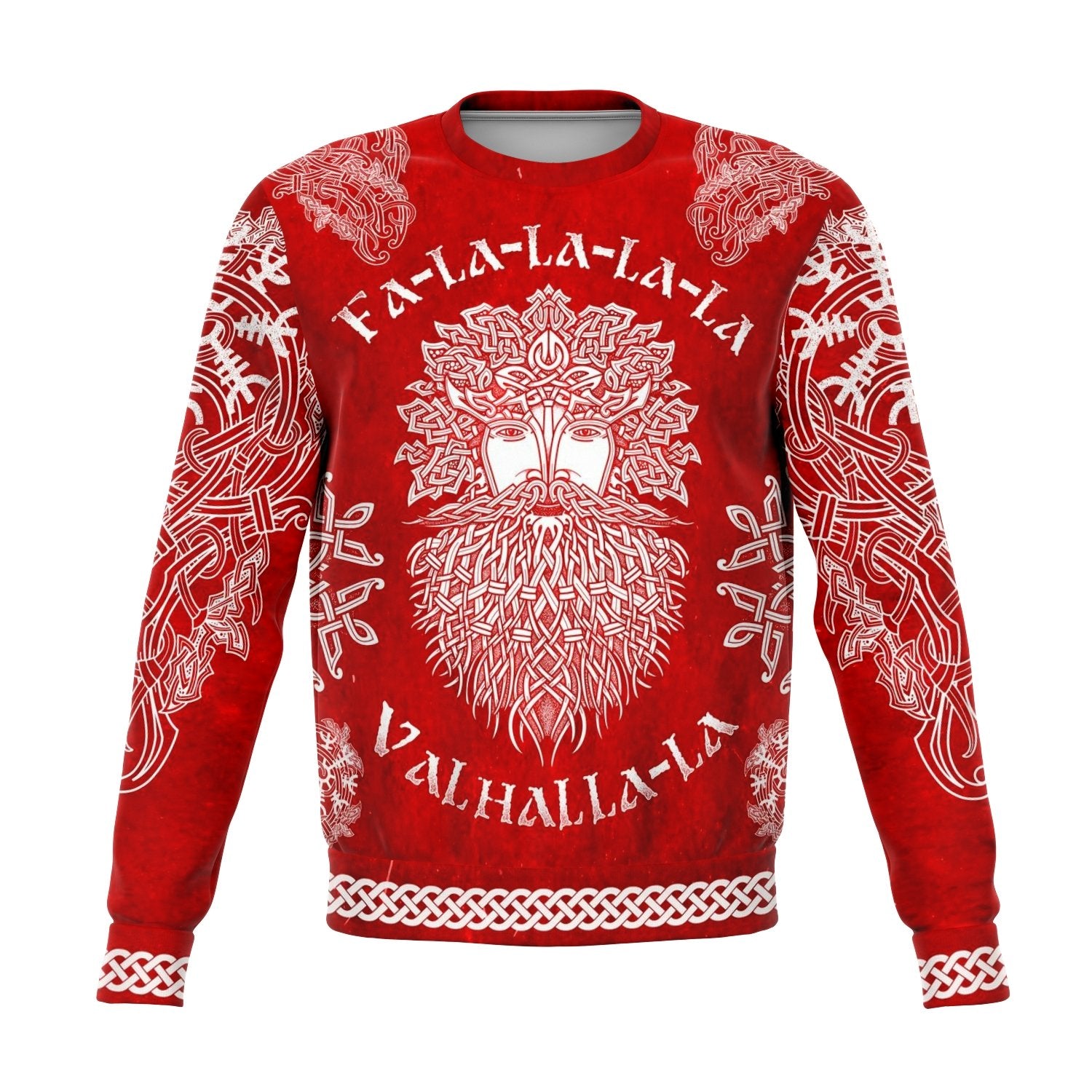 Fa-La-La-La-La Valhalla Yule Santa Sweater with Yggdrasil on the Back - VikingsBrand