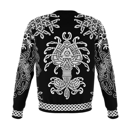 Fa-La-La-La-La Valhalla Yule Santa Sweater with Yggdrasil on the Back - Black Edition - VikingsBrand