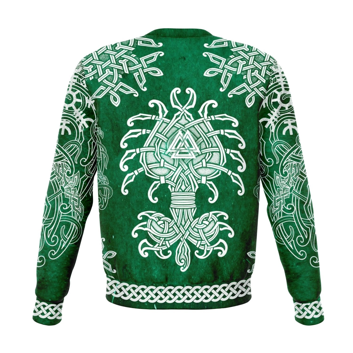 Fa-La-La-La-La Valhalla Yule Santa Sweater with Yggdrasil on the Back - Green Edition - VikingsBrand