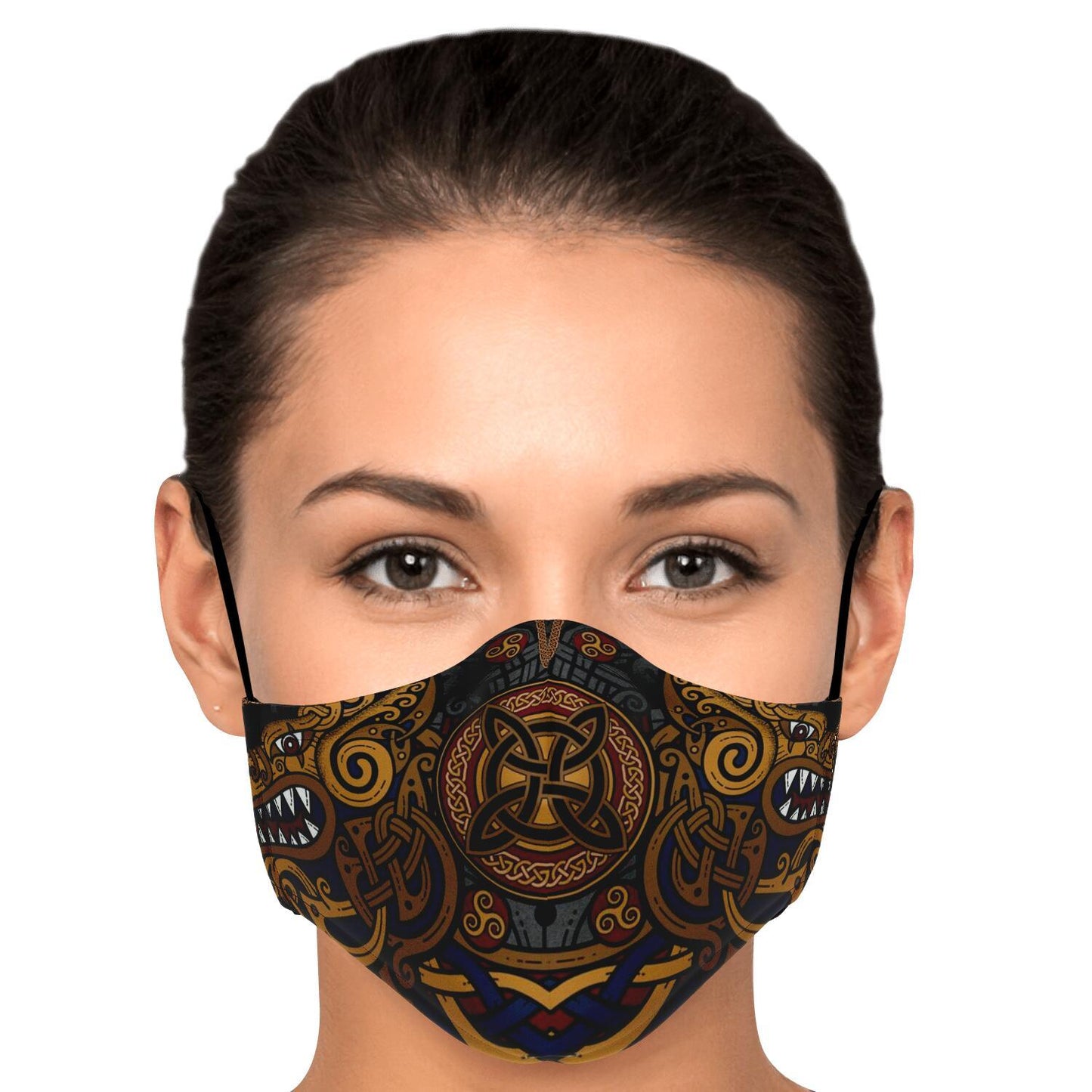 Face Mask Cover with Viking Wolves