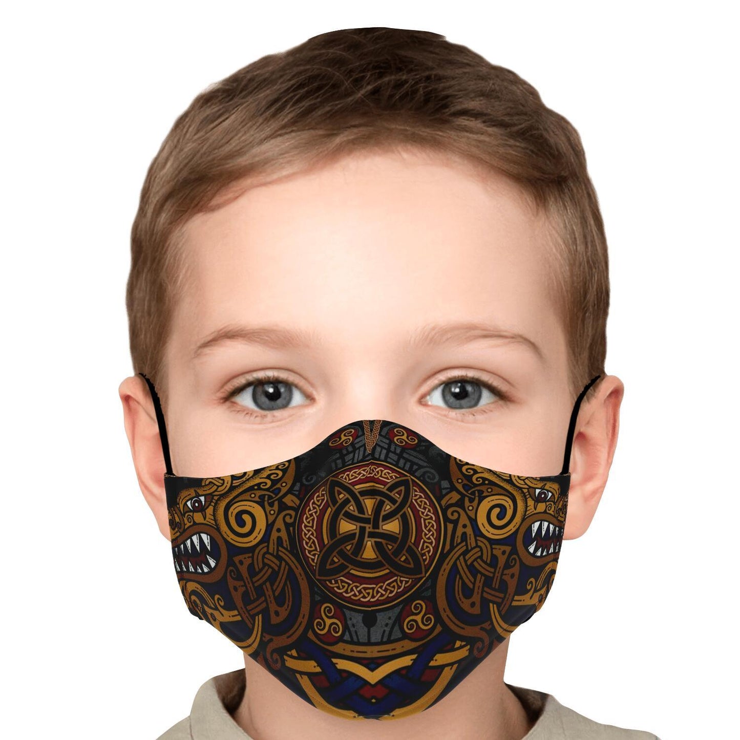 Face Mask Cover with Viking Wolves