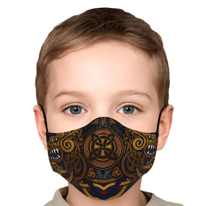Face Mask Cover with Viking Wolves