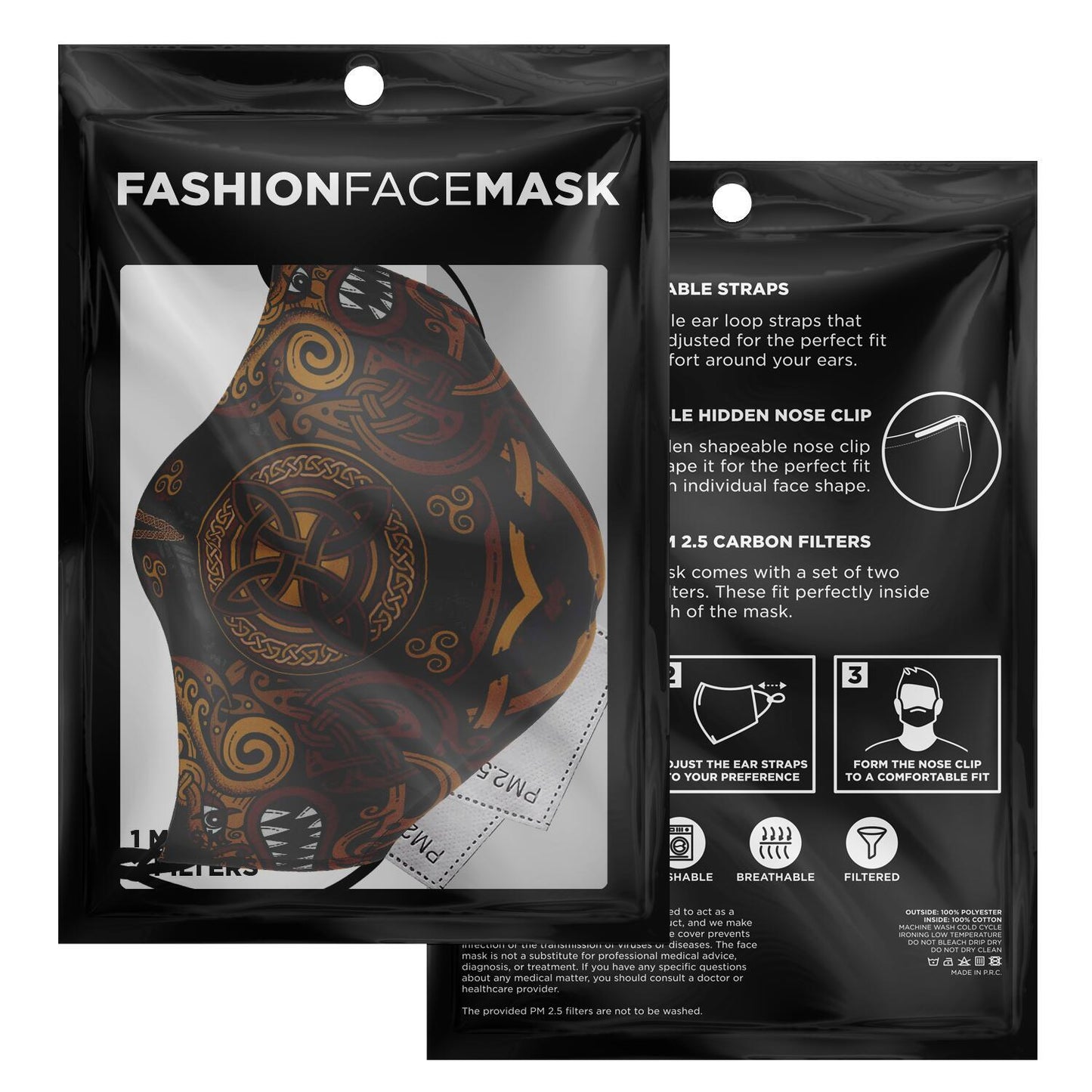 Face Mask Cover with Viking Wolves
