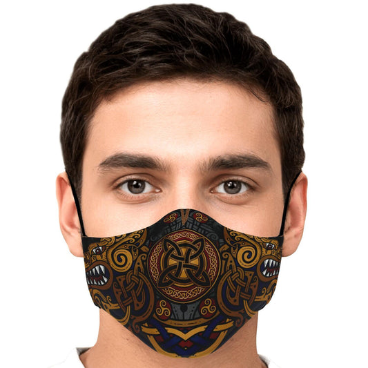 Face Mask Cover with Viking Wolves