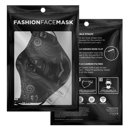 Face Mask Cover with Viking Wolves B&W
