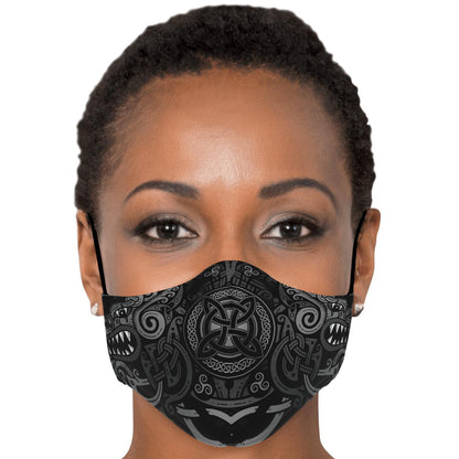 Face Mask Cover with Viking Wolves B&W