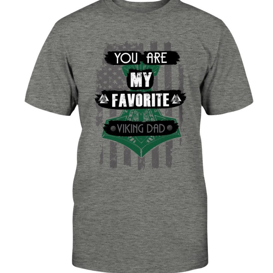 Favorite Viking Dad Cotton T-Shirt - Dark Green