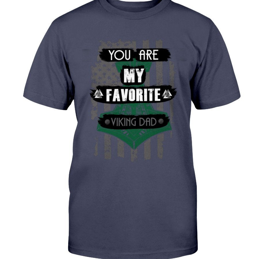 Favorite Viking Dad Cotton T-Shirt - Dark Green