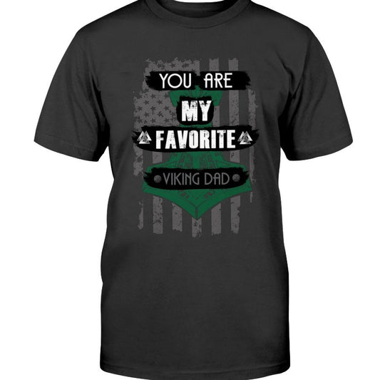 Favorite Viking Dad Cotton T-Shirt - Dark Green