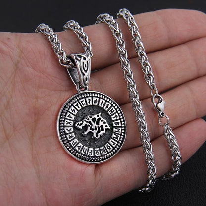 Fenrir Rune Necklace - Stainless Steel - VikingsBrand