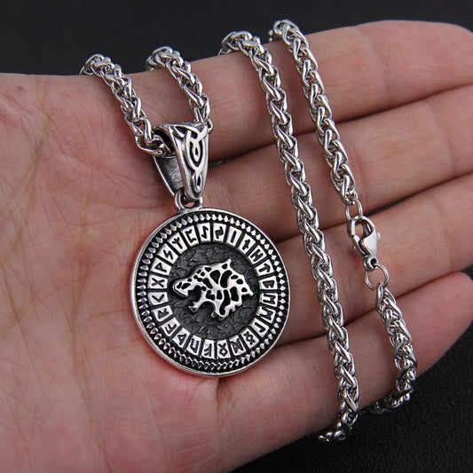 Fenrir Rune Necklace - Stainless Steel - VikingsBrand