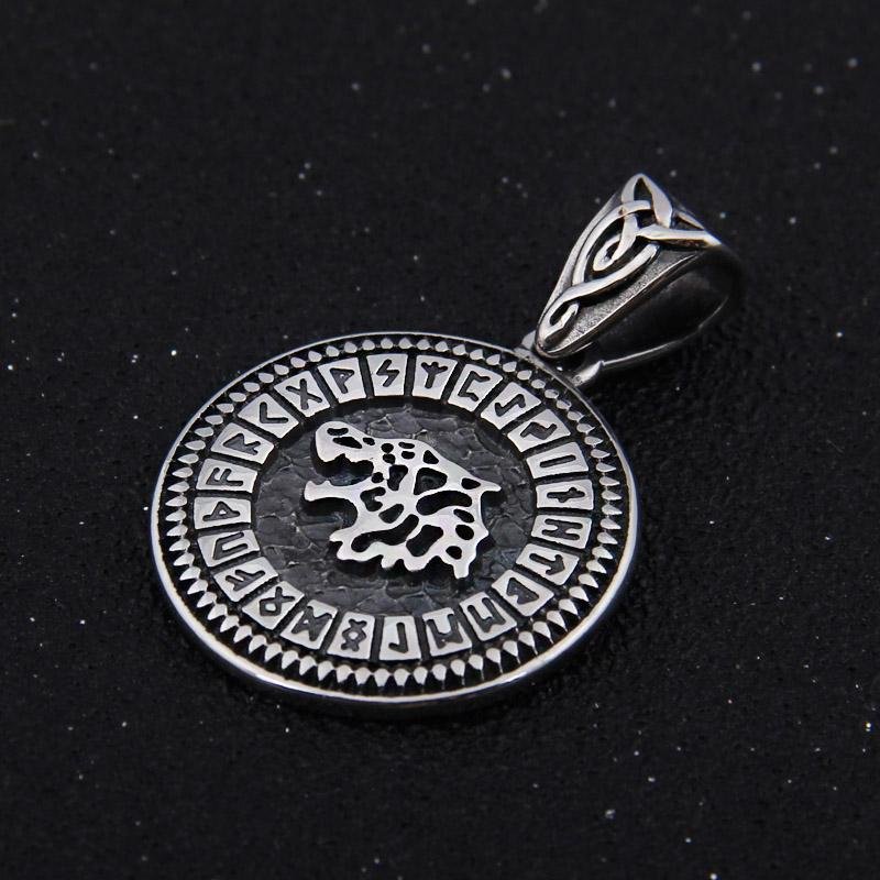 Fenrir Rune Necklace - Stainless Steel - VikingsBrand