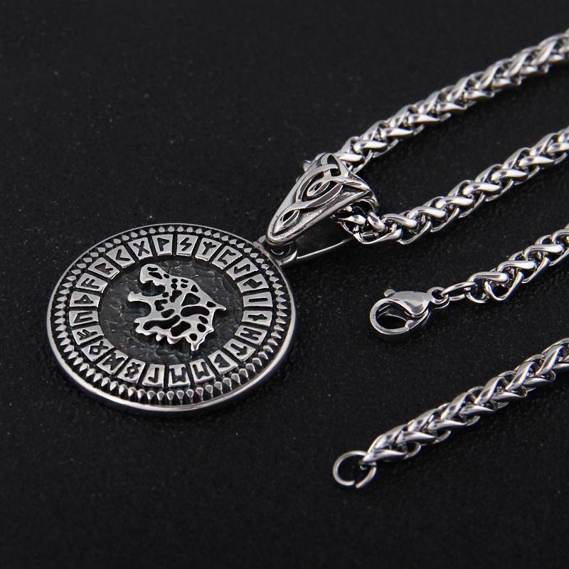 Fenrir Rune Necklace - Stainless Steel - VikingsBrand
