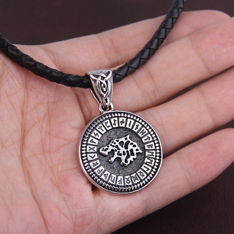 Fenrir Rune Necklace - Stainless Steel - VikingsBrand
