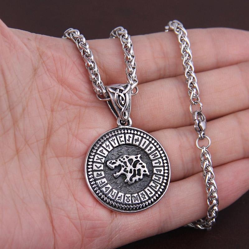 Fenrir Rune Necklace - Stainless Steel - VikingsBrand