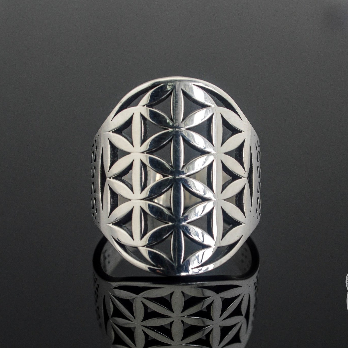 Flower of Life Symbol 925 Sterling Silver Viking Ring - VikingsBrand