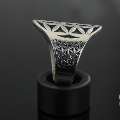 Flower of Life Symbol 925 Sterling Silver Viking Ring - VikingsBrand