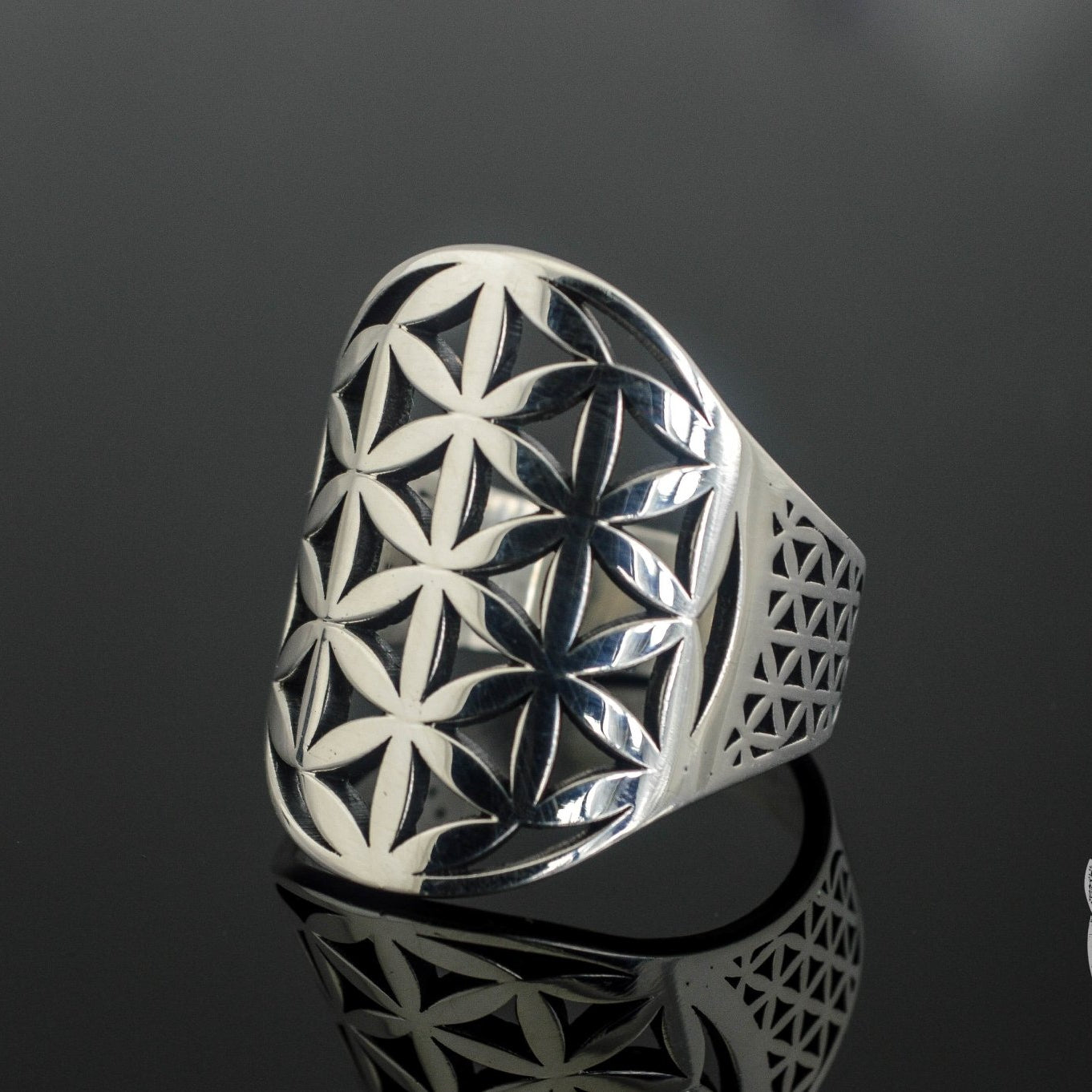 Flower of Life Symbol 925 Sterling Silver Viking Ring - VikingsBrand
