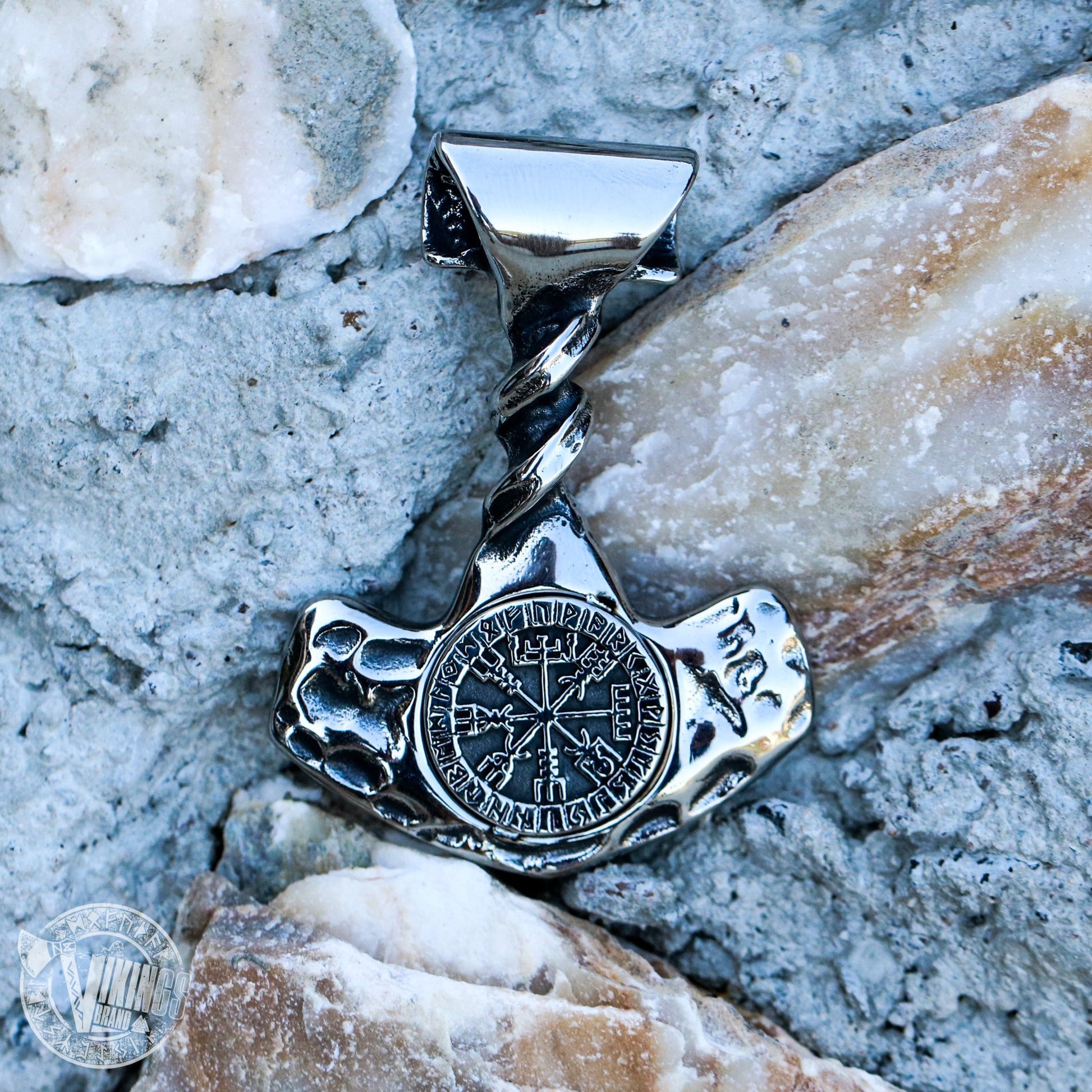 Forged Hammer of Thor with Vegvisir - VikingsBrand