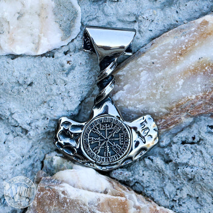 Forged Hammer of Thor with Vegvisir - VikingsBrand