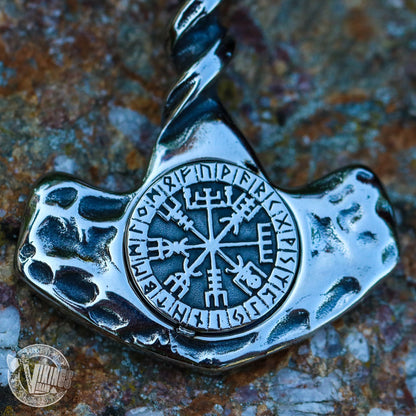 Forged Hammer of Thor with Vegvisir - VikingsBrand