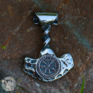 Geschmiedeter Thors Hammer mit Vegvísir