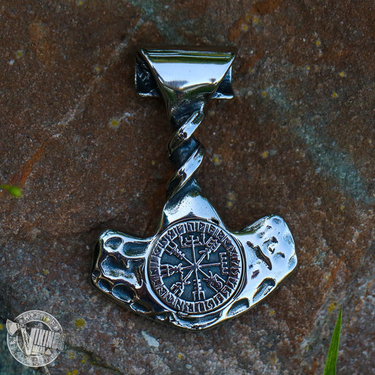Forged Hammer of Thor with Vegvisir - VikingsBrand