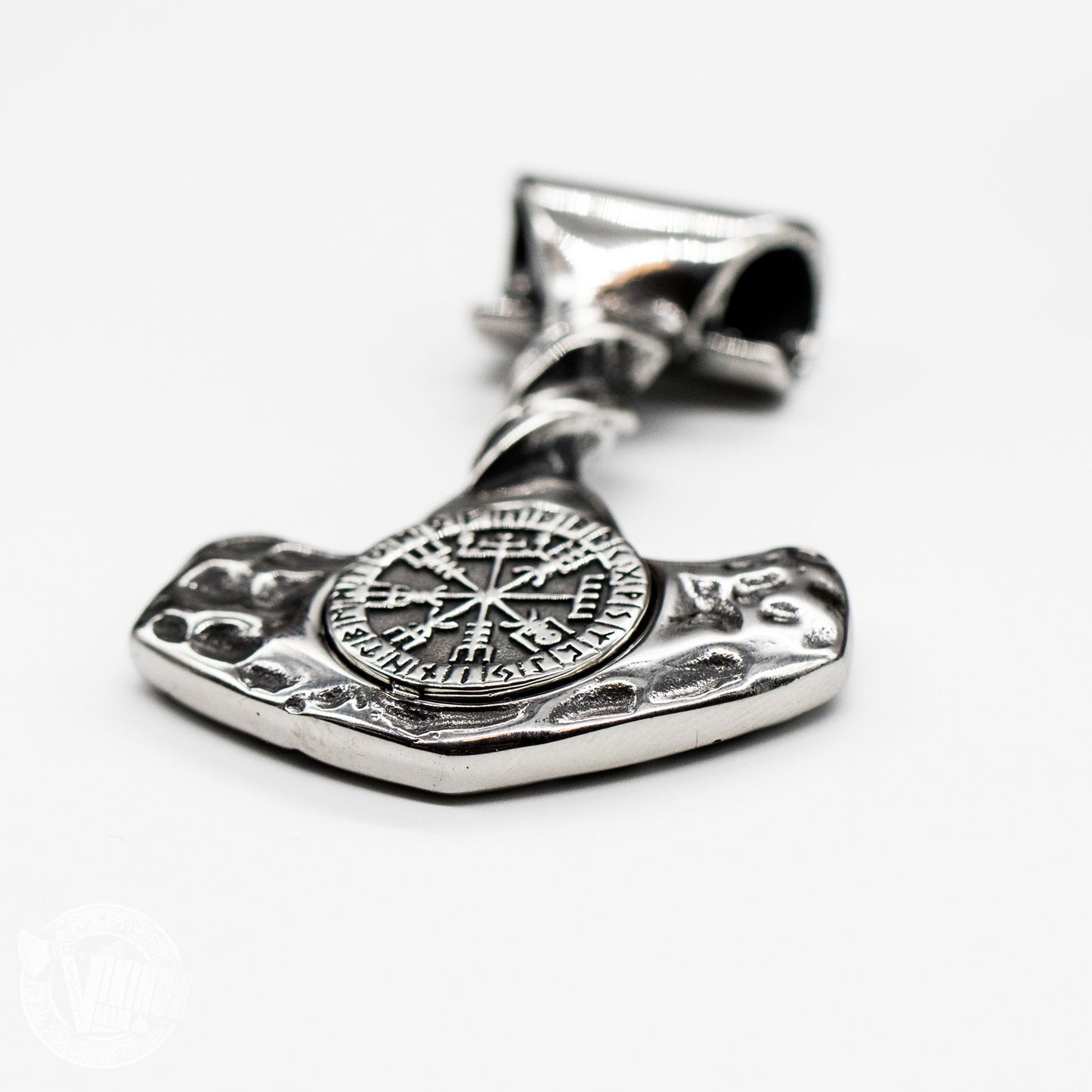 Forged in Fire Thor Hammer Pendant with Vegvisir - VikingsBrand