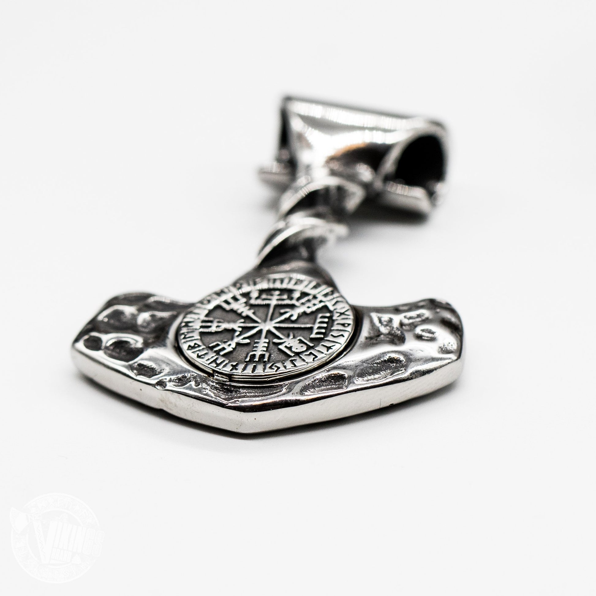Forged in Fire Thor Hammer Pendant with Vegvisir - VikingsBrand
