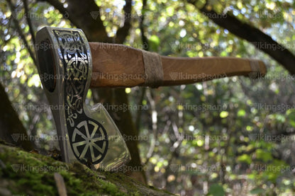 Forged Steel Axe "Ageless Leifr" In A Leather Case