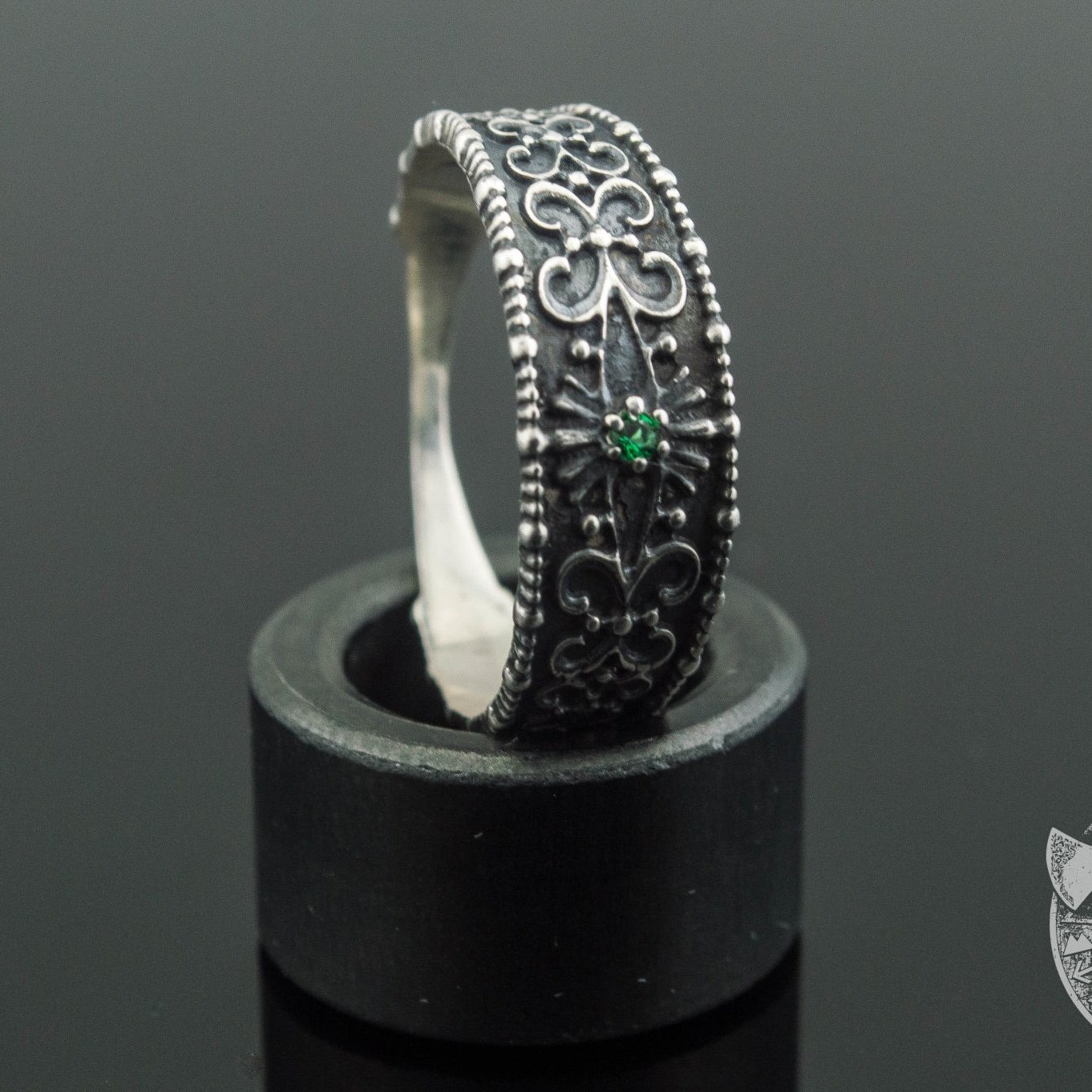 Gem and Pagan Ornament 925 Sterling Silver Viking Ring - VikingsBrand