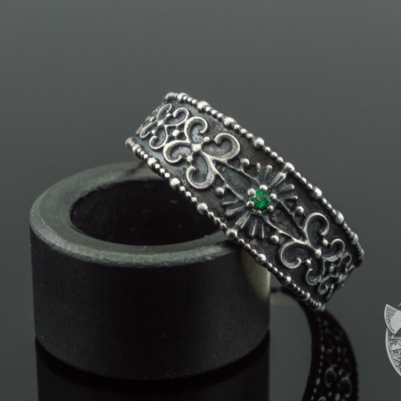 Gem and Pagan Ornament 925 Sterling Silver Viking Ring - VikingsBrand