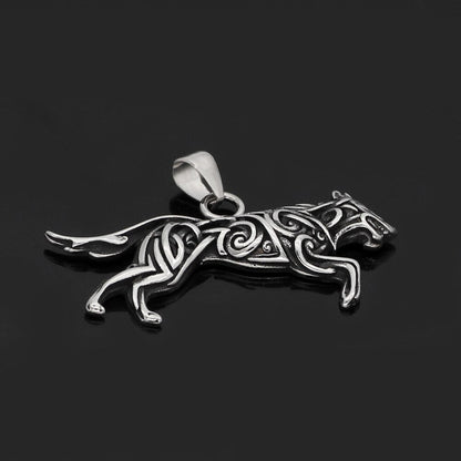 Geri and Freki Knot Wolf Necklace with Valknut Gift Bag