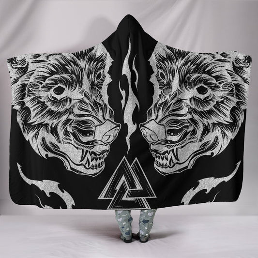 Geri & Freki with Valknut Hooded Blanket - VikingsBrand