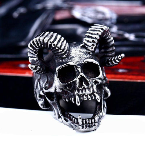 Goat horns stainless steel ring