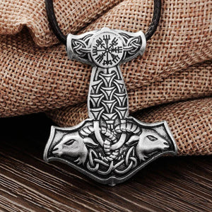 Halskette mit Thors-Hammer-Anhänger und Ziegenbock