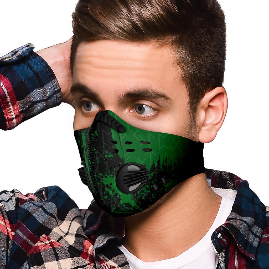 Green Runes Premium Face Mask Cover - Black