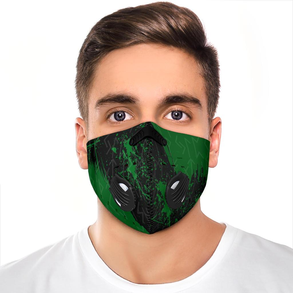 Green Runes Premium Face Mask Cover - Black