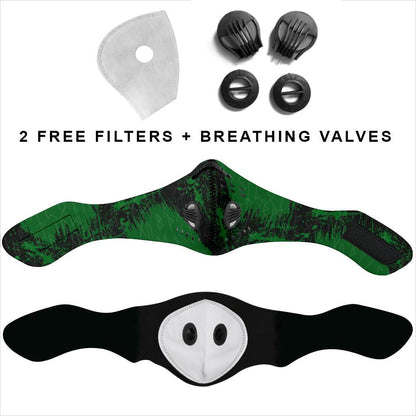 Green Runes Premium Face Mask Cover - Black