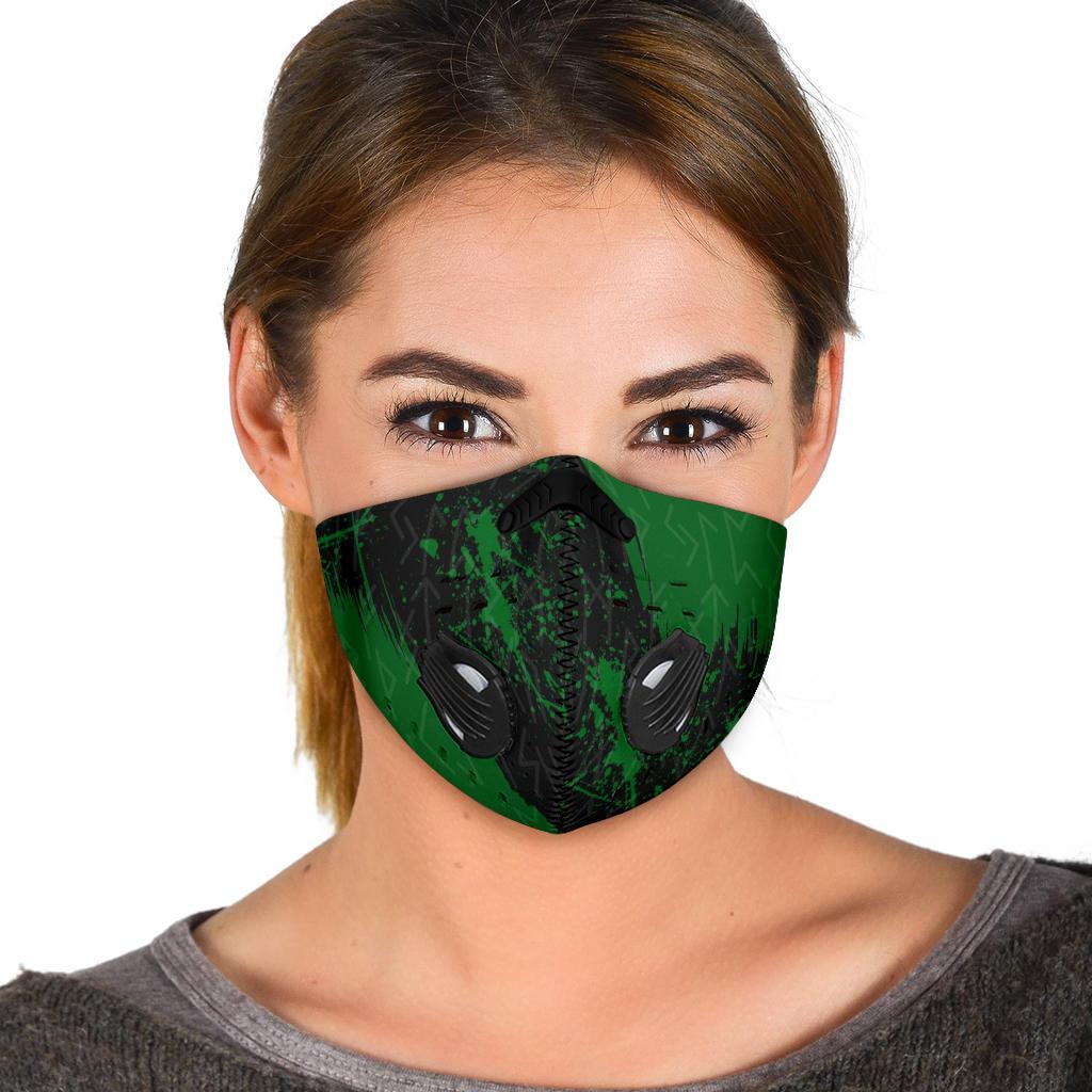 Green Runes Premium Face Mask Cover - Black