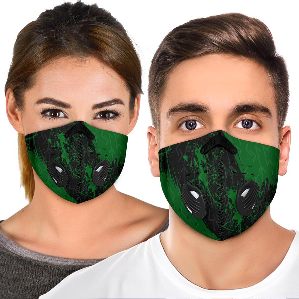 Green Runes Premium Face Mask Cover - Black