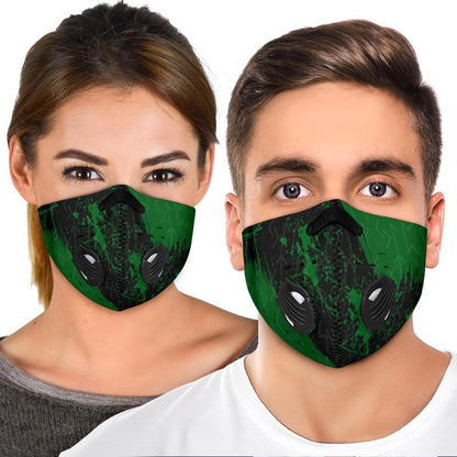 Green Runes Premium Face Mask Cover - Black