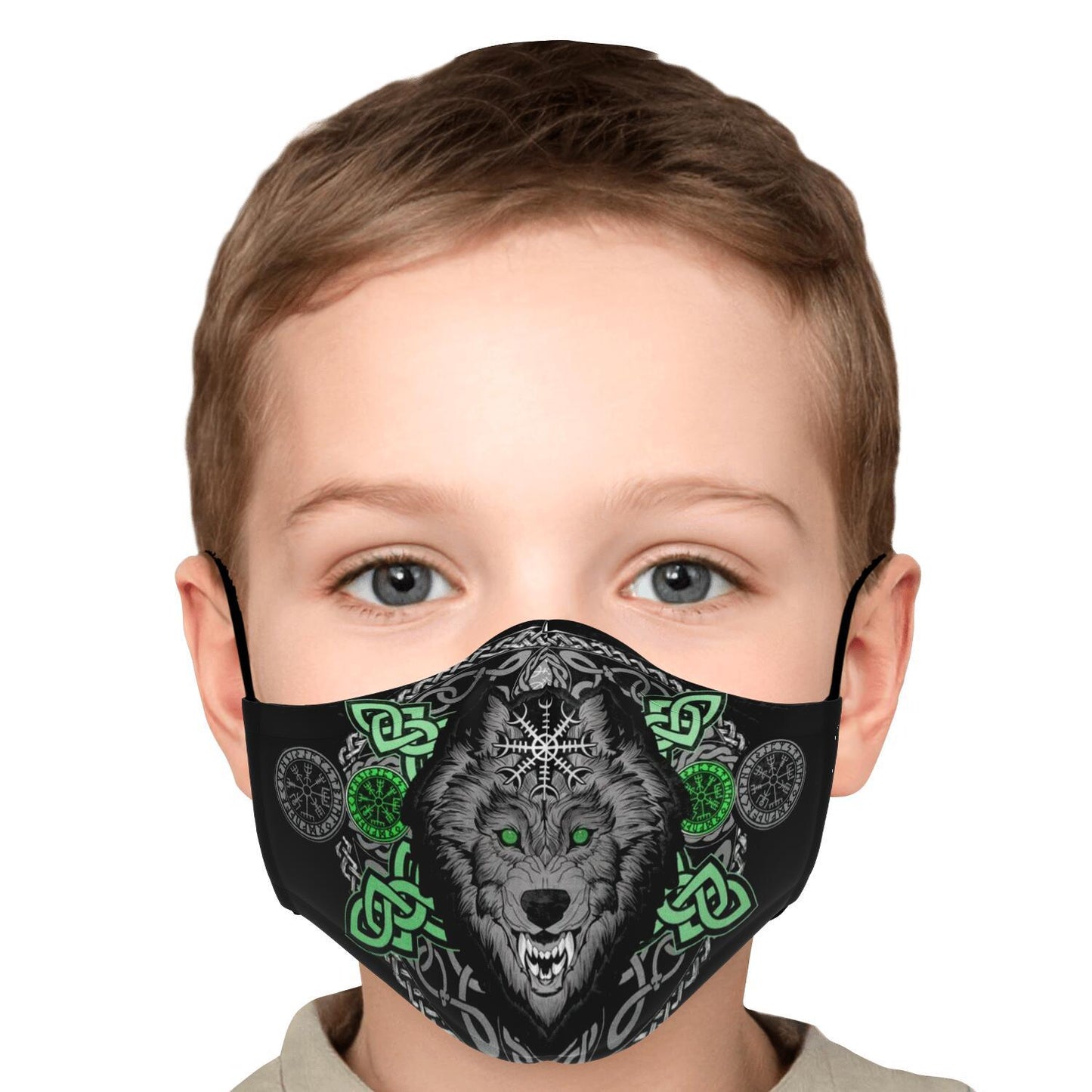 Green Wolf Head Viking Face Mask Cover