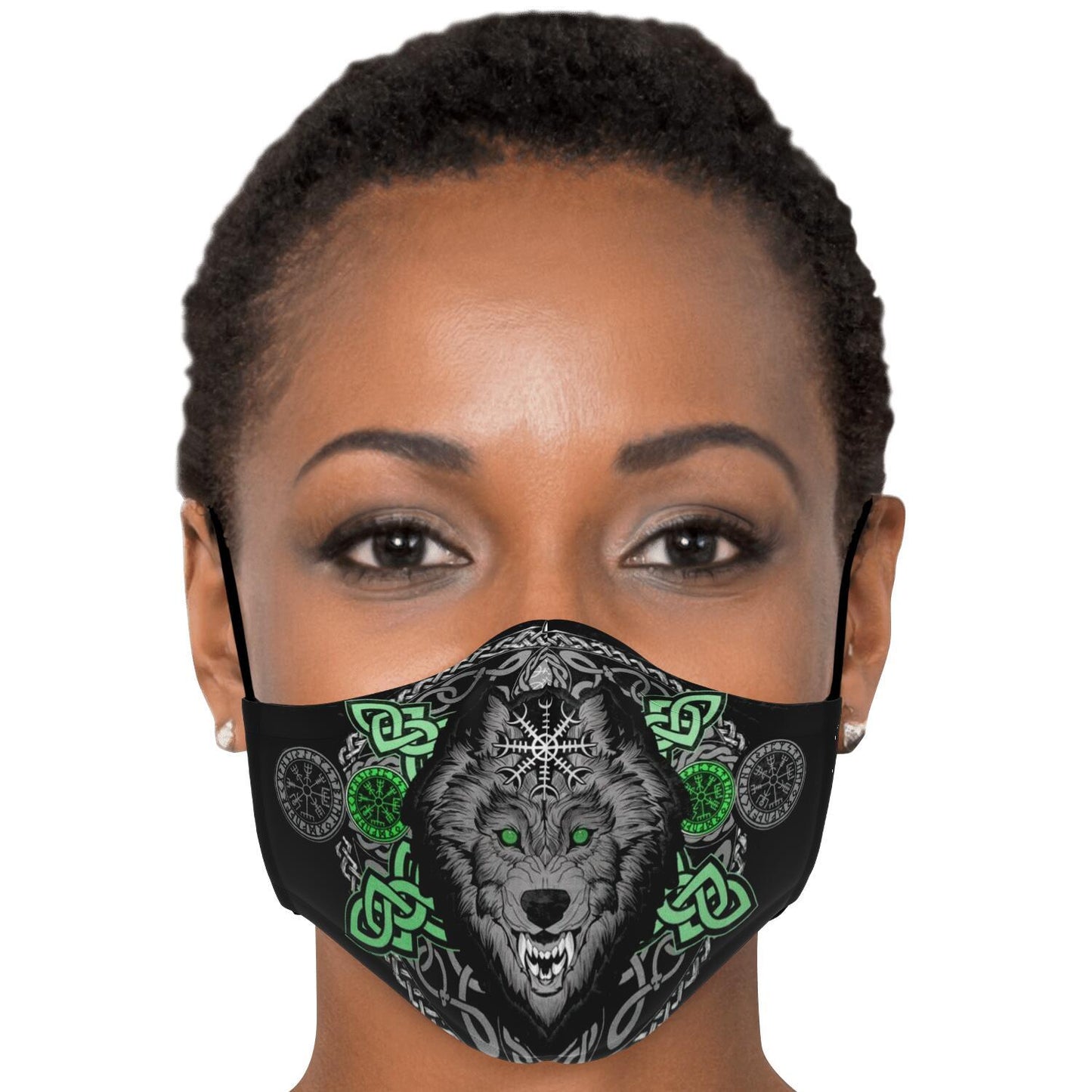 Green Wolf Head Viking Face Mask Cover