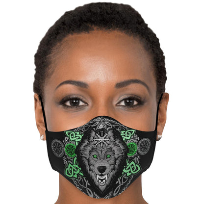 Green Wolf Head Viking Face Mask Cover