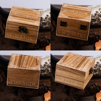 Halfdan Viking Wooden Watch with Carved Vegvisir Viking Compass & Custom Engravings