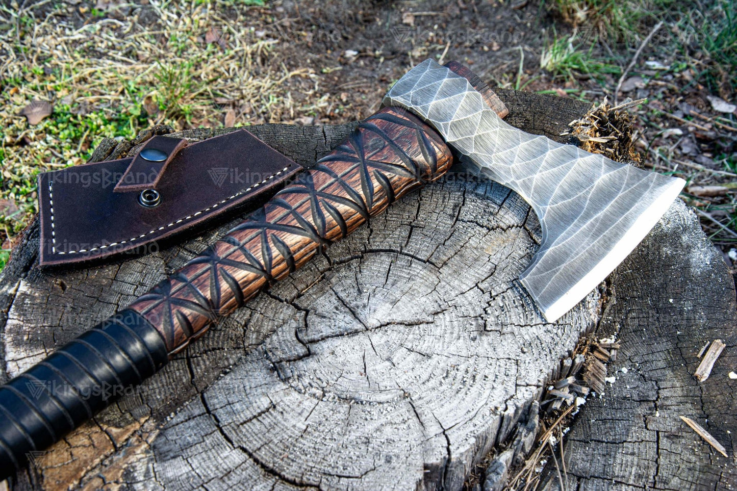 Hand Forged Axe “Simargl” With Leather Cover And Wooden Box