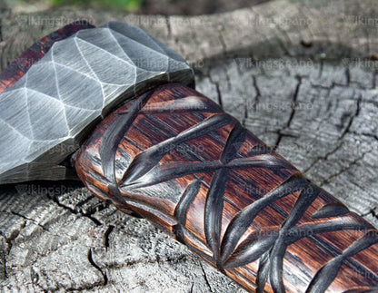 Hand Forged Axe “Simargl” With Leather Cover And Wooden Box