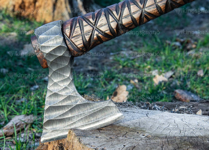 Hand Forged Axe “Simargl” With Leather Cover And Wooden Box