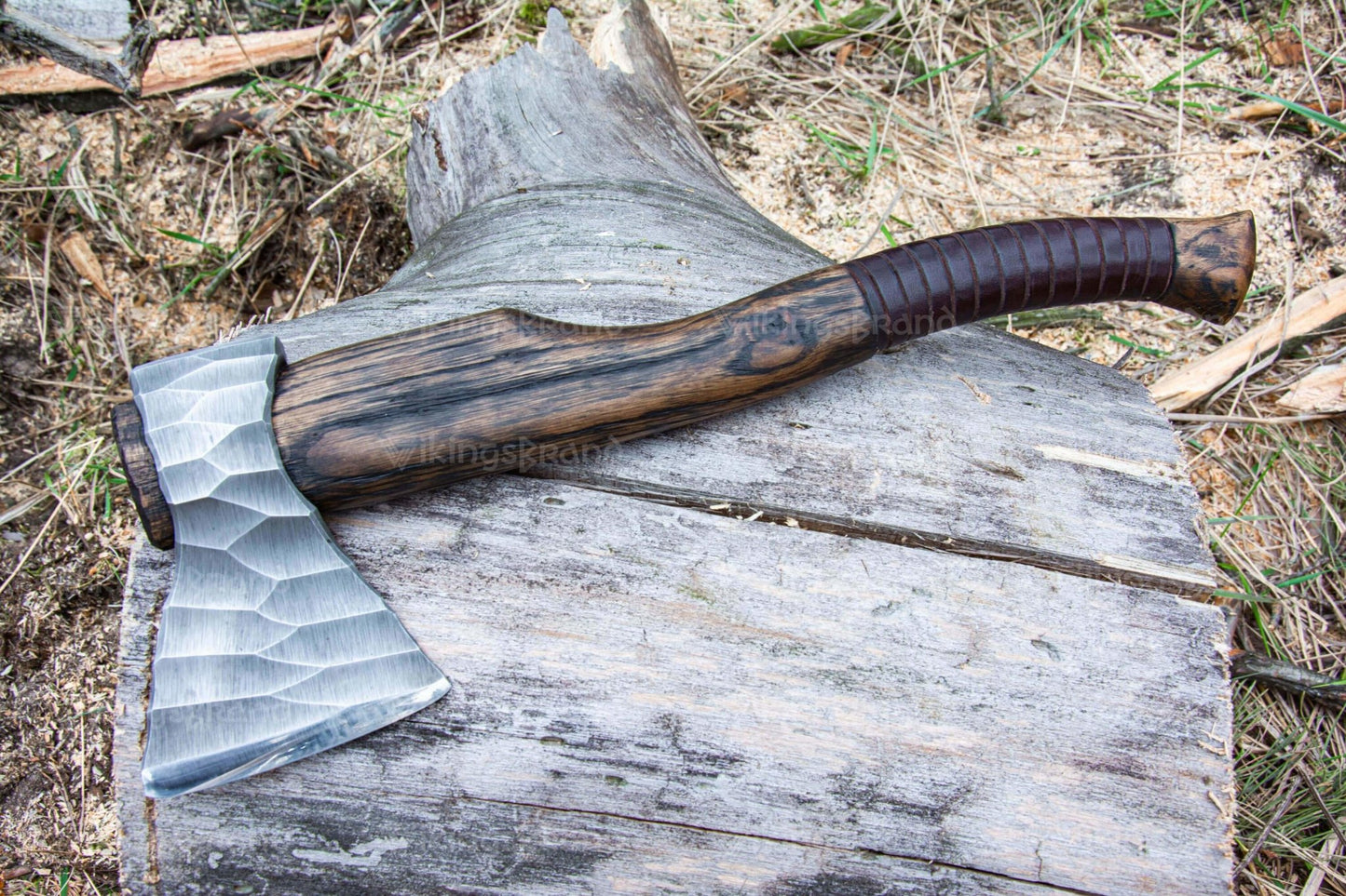 Hand Forged Hatchet “Vill Gustus” With Leather Cover And Wooden Box
